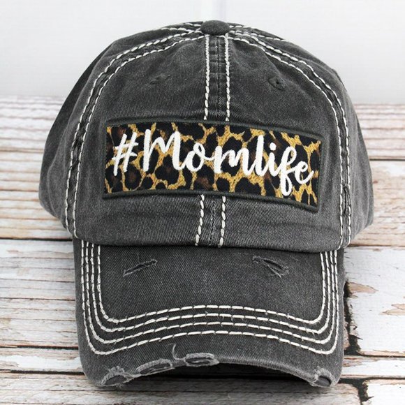 Accessories - NWT Distressed Black Mom Life Cap